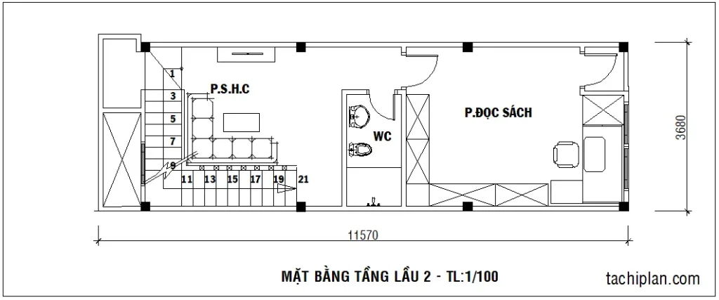 mẫu nhà 3.7x11.5m tầng 3