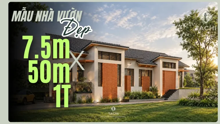 nhà vườn 1 tầng có hầm để xe