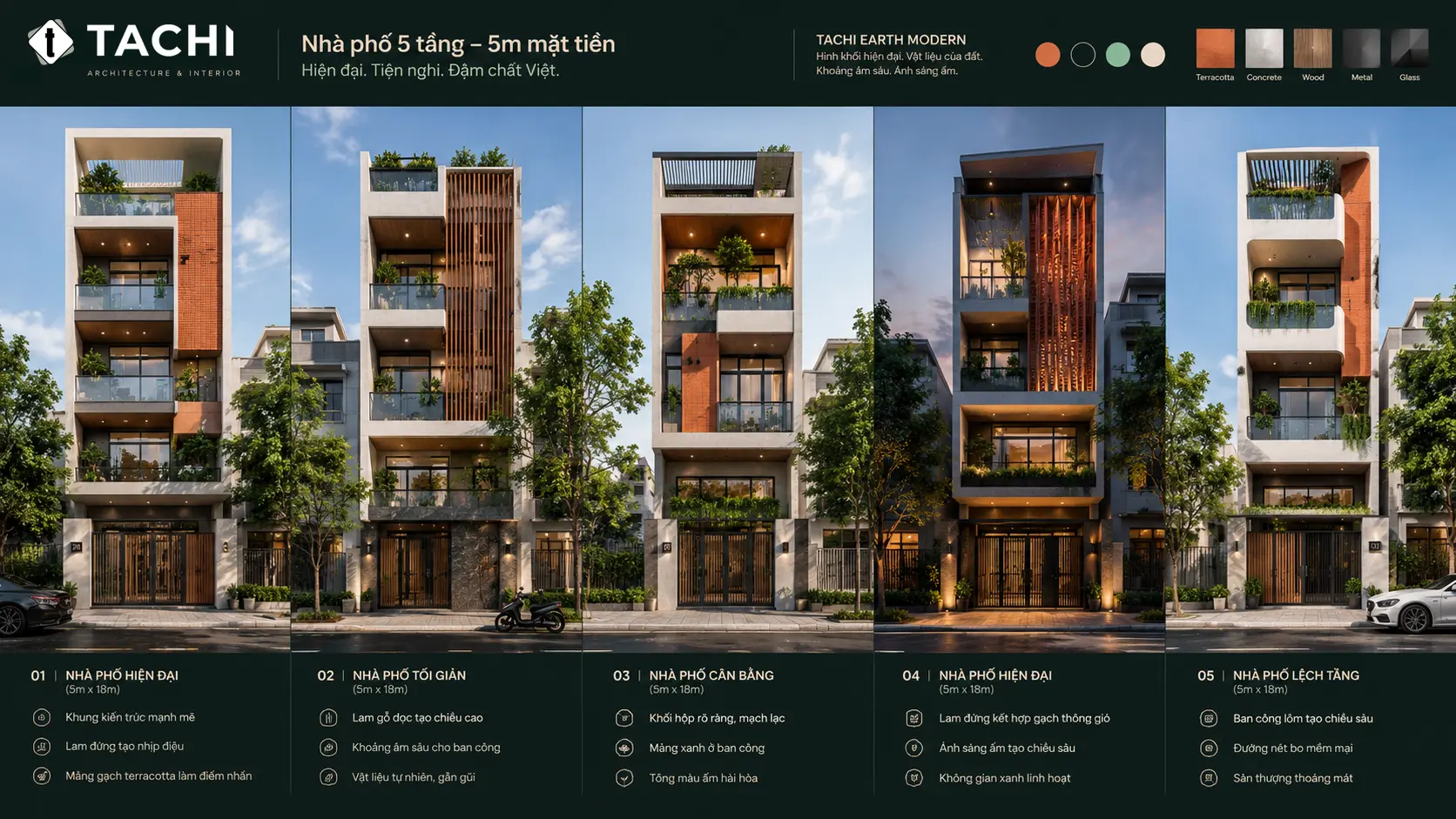 phong cách thiết kế kiến trúc nhà phố của Tachi